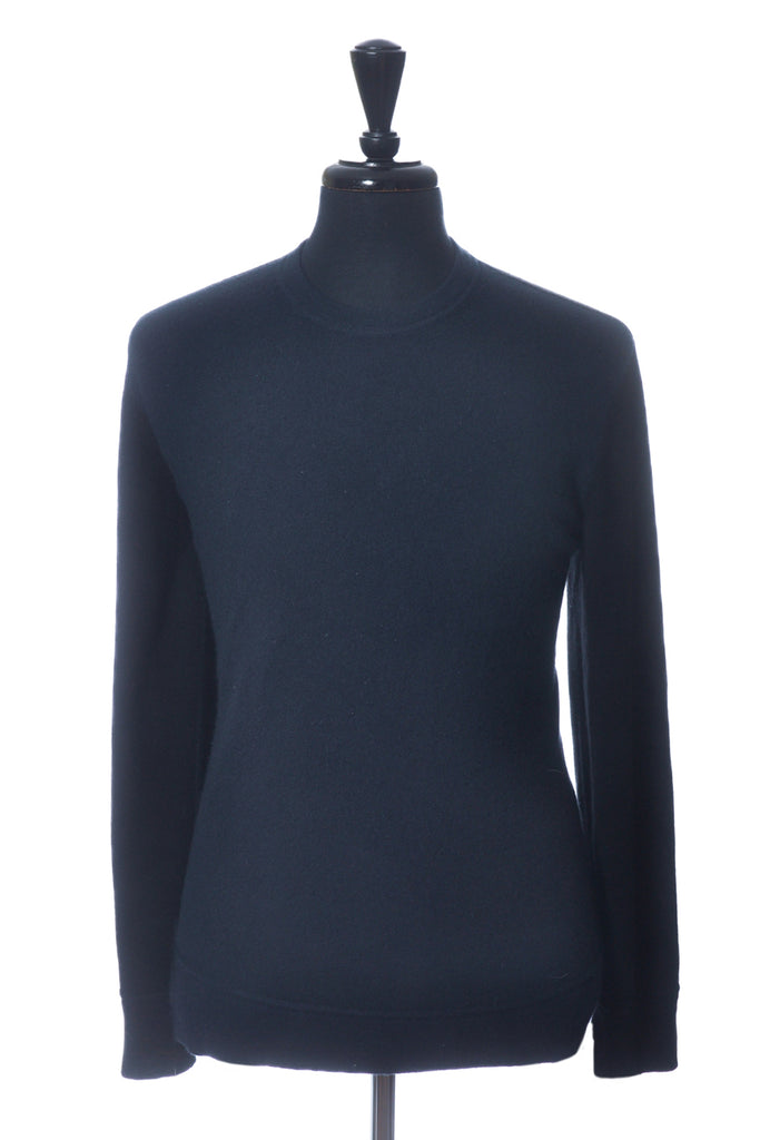 Theory Navy and Black Hilles Cashmere Crew Neck Sweater