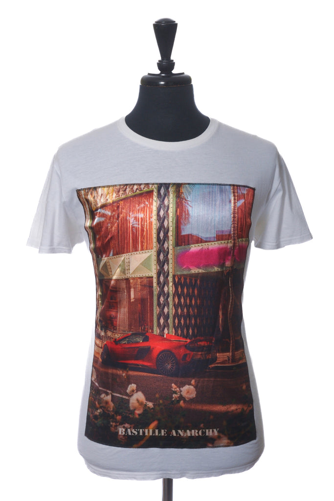 Bastille Rive Droit White Supercar Print T-Shirt