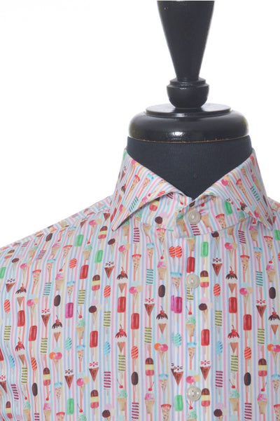 Eton Ice Cream Print Poplin Super Slim Shirt
