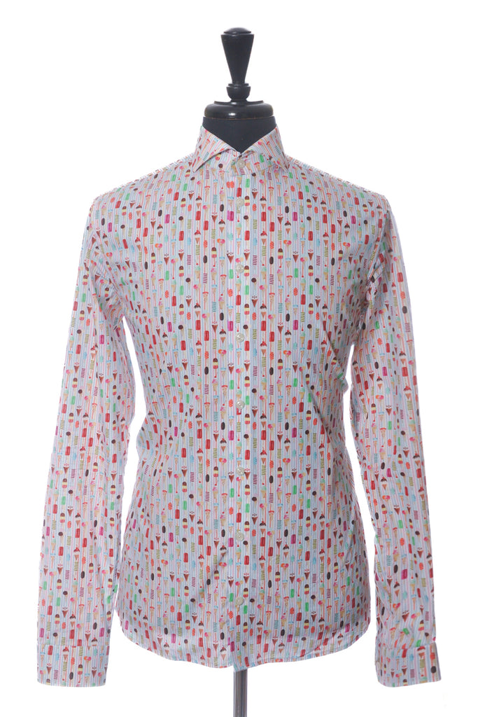 Eton Ice Cream Print Poplin Super Slim Shirt