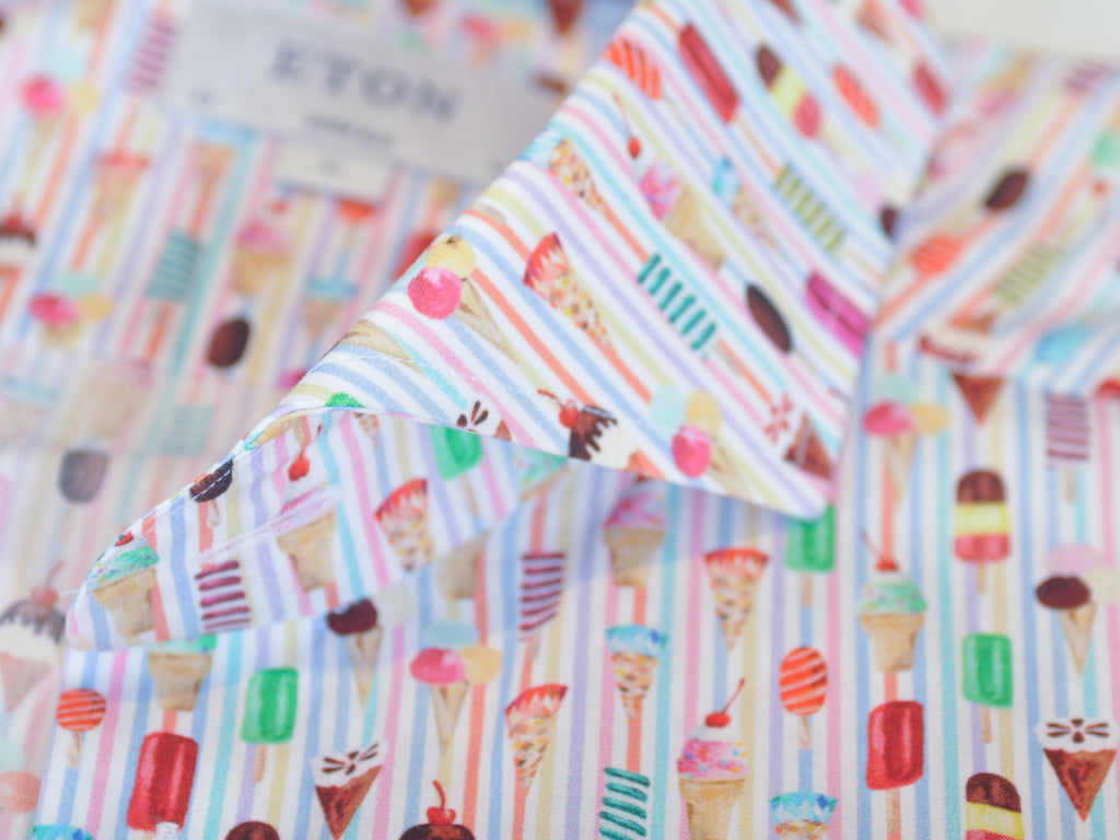 Eton Ice Cream Print Poplin Super Slim Shirt