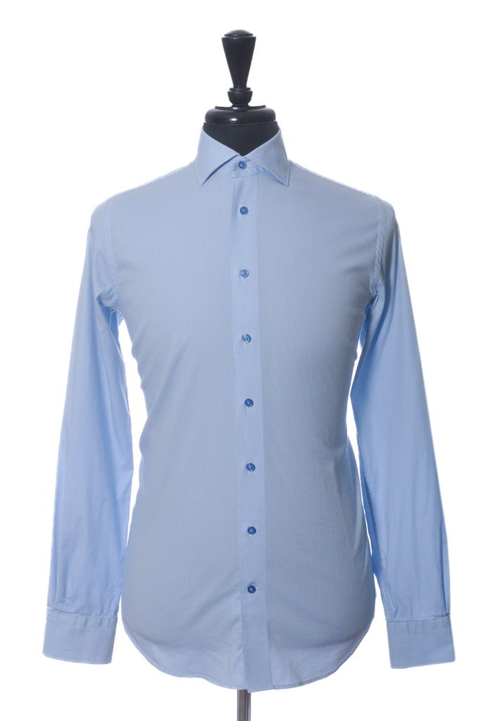 Emanuel Berg Blue Microstripe Modern Fit Shirt