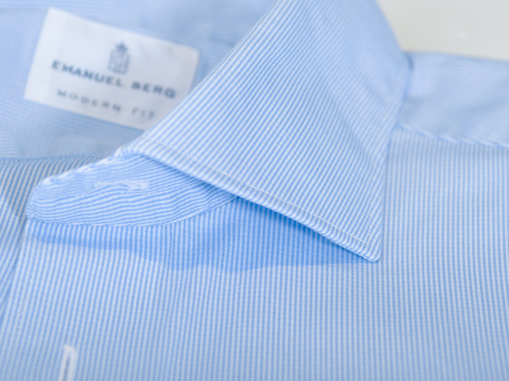 Emanuel Berg Blue Microstripe Modern Fit Shirt