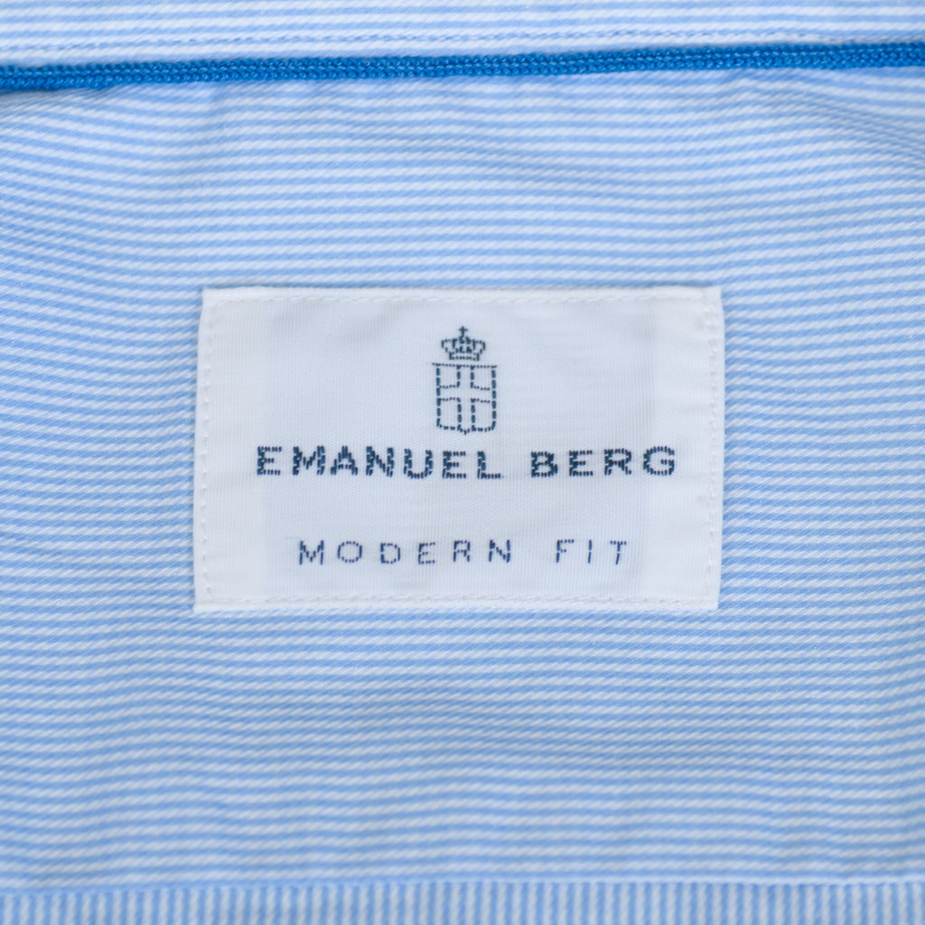 Emanuel Berg Blue Microstripe Modern Fit Shirt