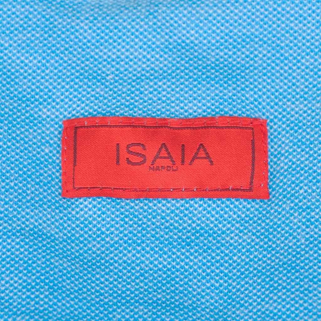 Isaia Blue Jersey Knit Piquet Wash Shirt
