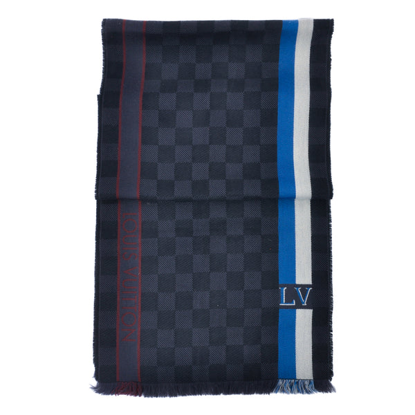 Louis Vuitton Black Damier Check Wool Scarf