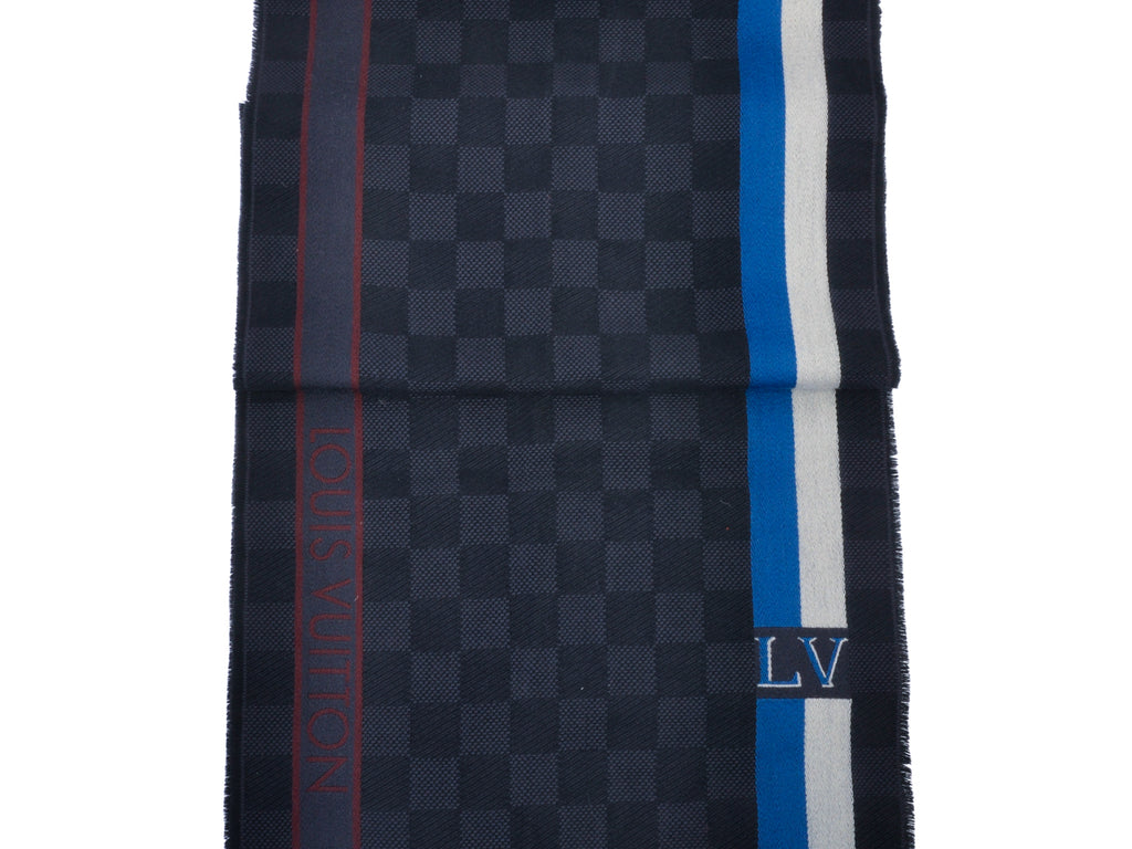 Louis Vuitton Black Damier Check Wool Scarf