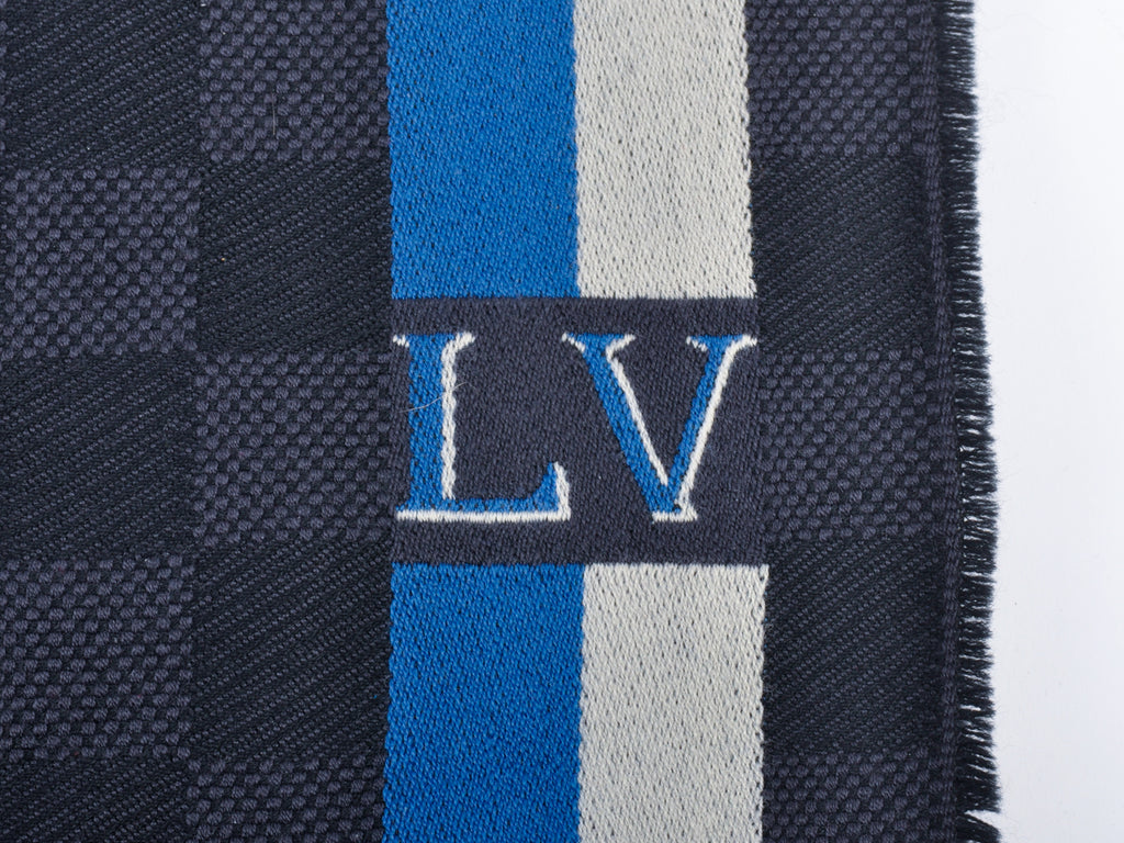 Louis Vuitton Black Damier Check Wool Scarf