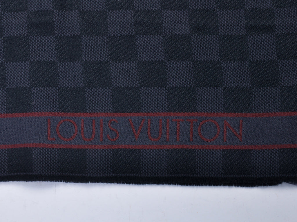 Louis Vuitton Black Damier Check Wool Scarf