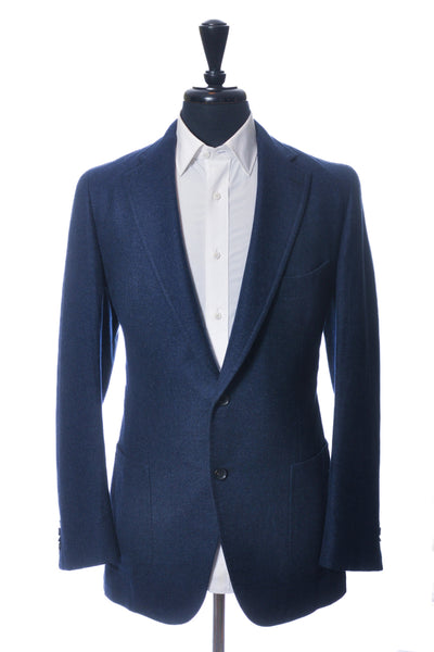 Isaia Navy Blue Silk Sciammeria Flannel Dustin Blazer