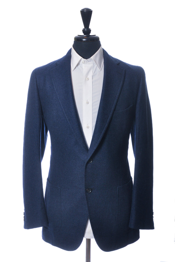 Isaia Navy Blue Silk Sciammeria Flannel Dustin Blazer