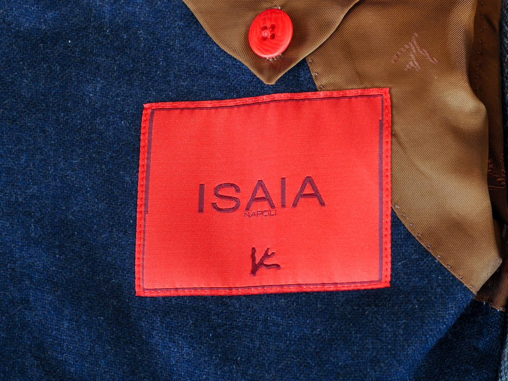 Isaia Navy Blue Silk Sciammeria Flannel Dustin Blazer