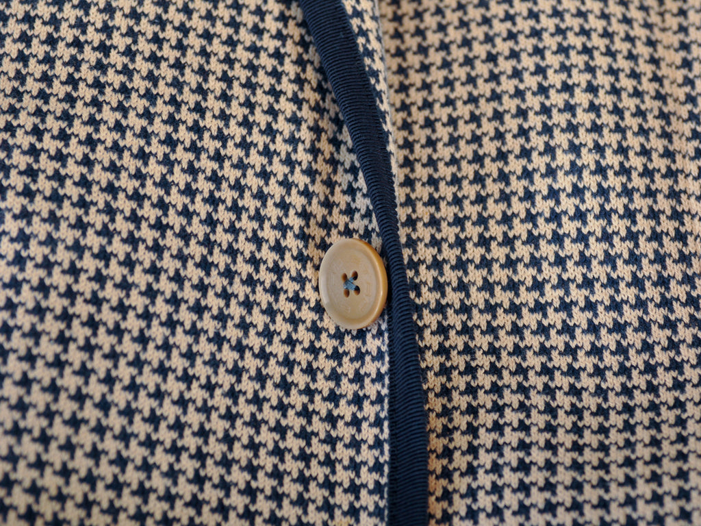 Etro Sand Navy on Brown Houndstooth New Jersey Blazer