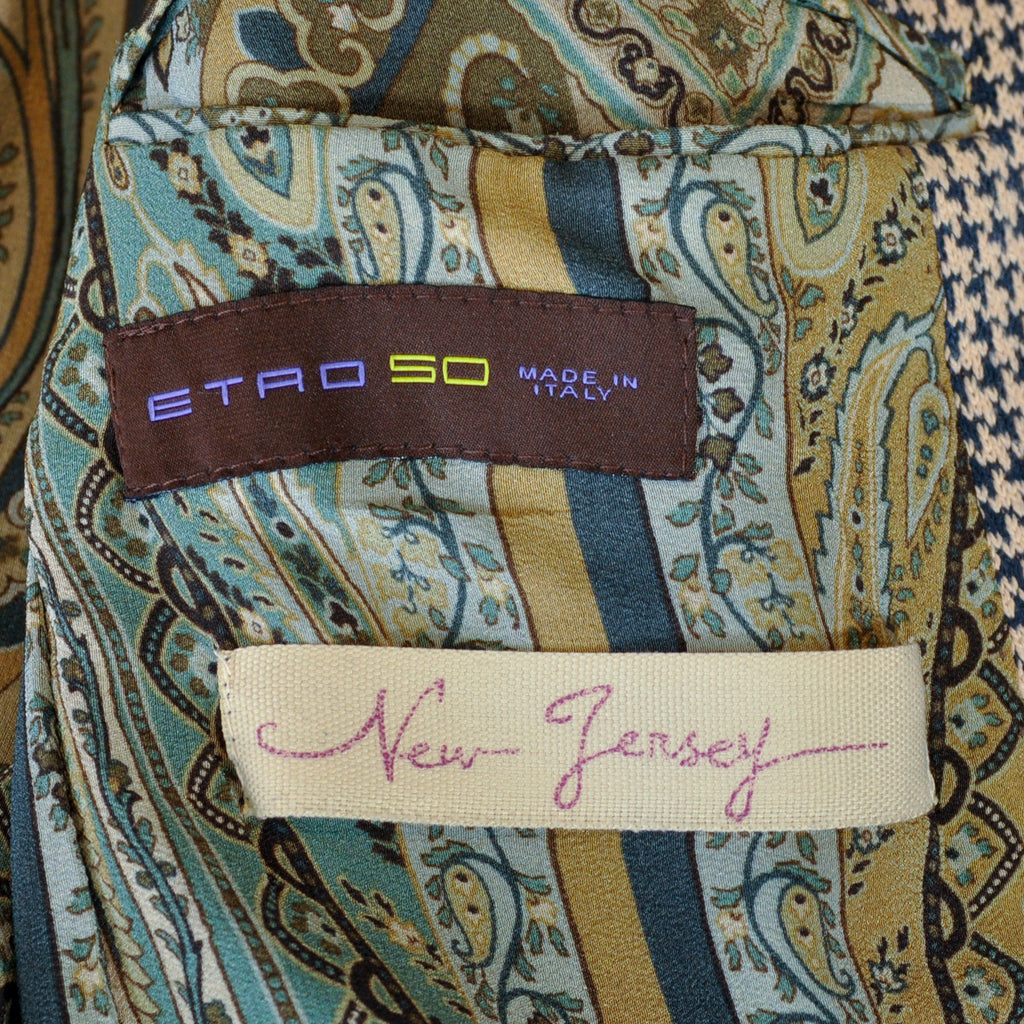 Etro Sand Navy on Brown Houndstooth New Jersey Blazer