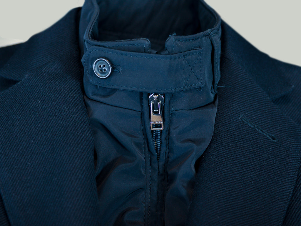 Pal Zileri Navy Blue Wool Twill Overcoat