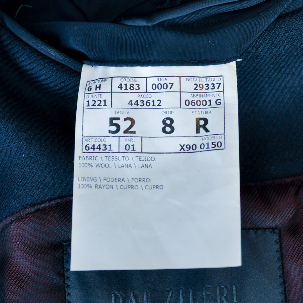 Pal Zileri Navy Blue Wool Twill Overcoat