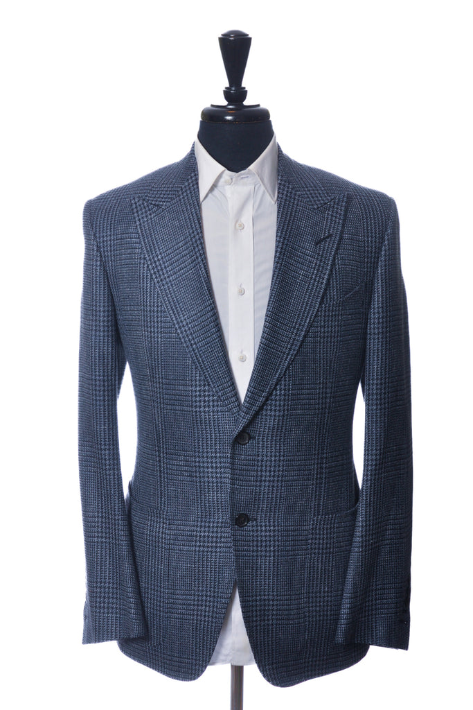 Tom Ford Blue Check Silk Linen Fit D Blazer