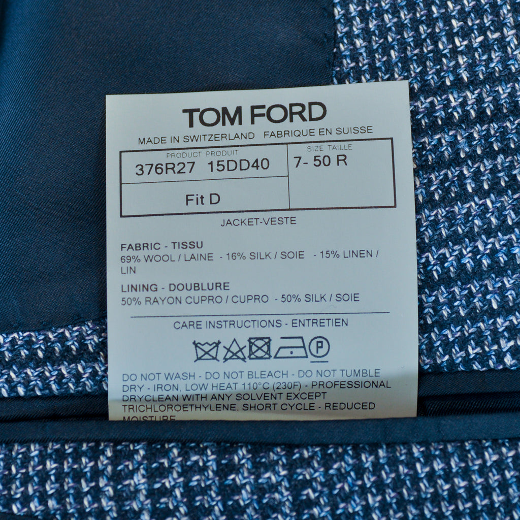 Tom Ford Blue Check Silk Linen Fit D Blazer