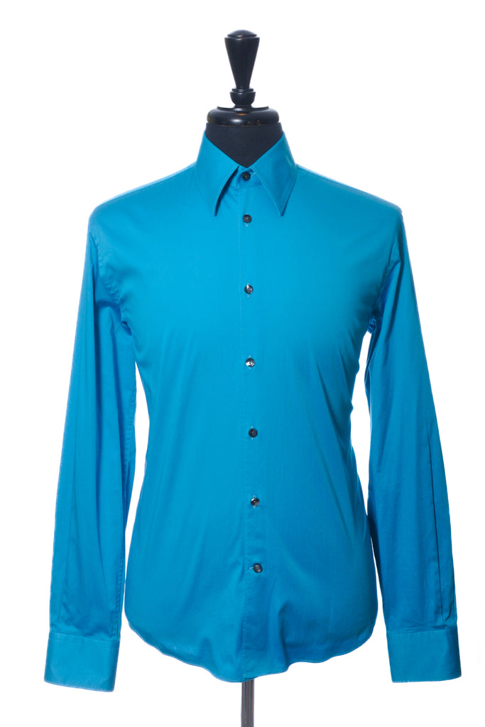 Versace Collection Teal Blue Trend Dress Shirt