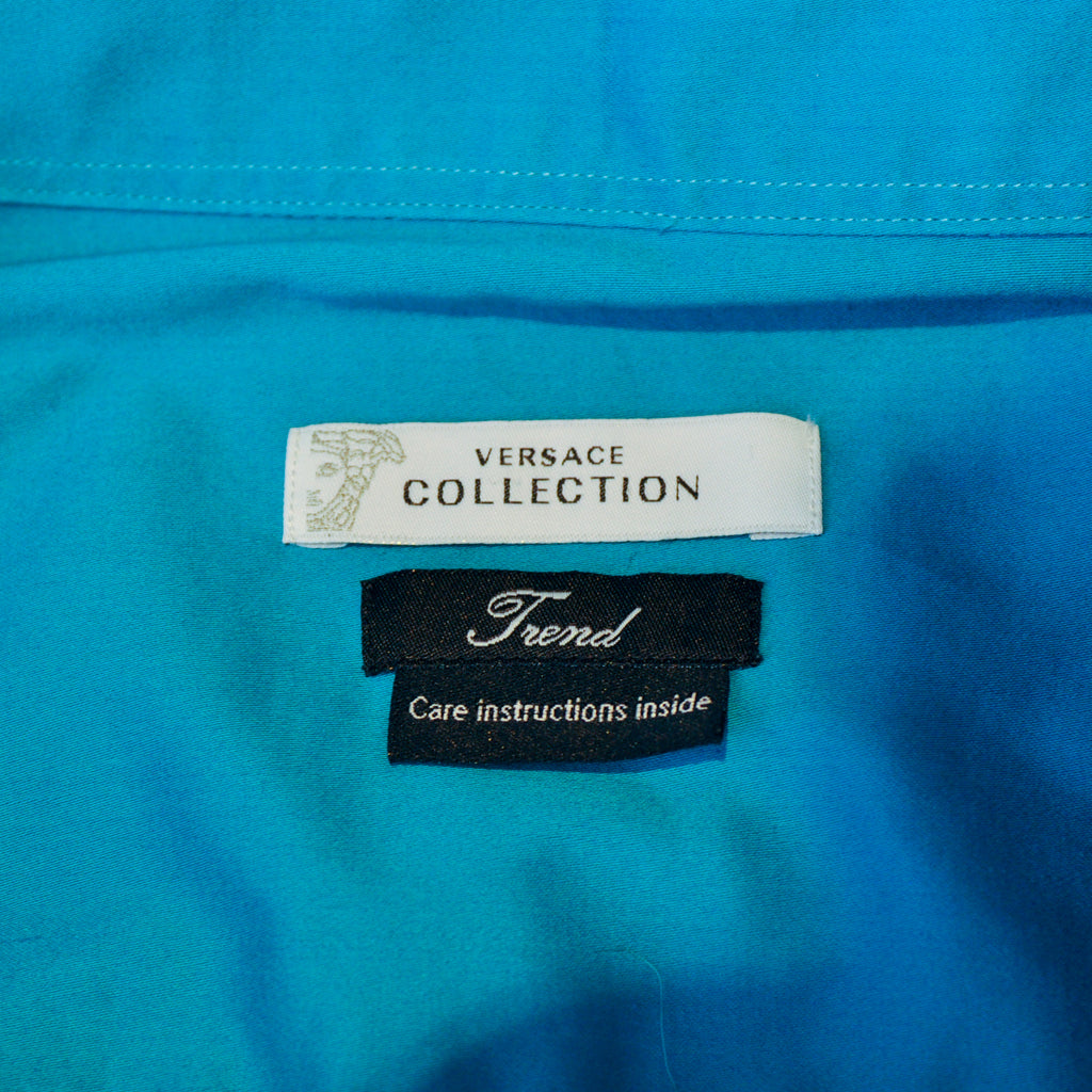 Versace Collection Teal Blue Trend Dress Shirt