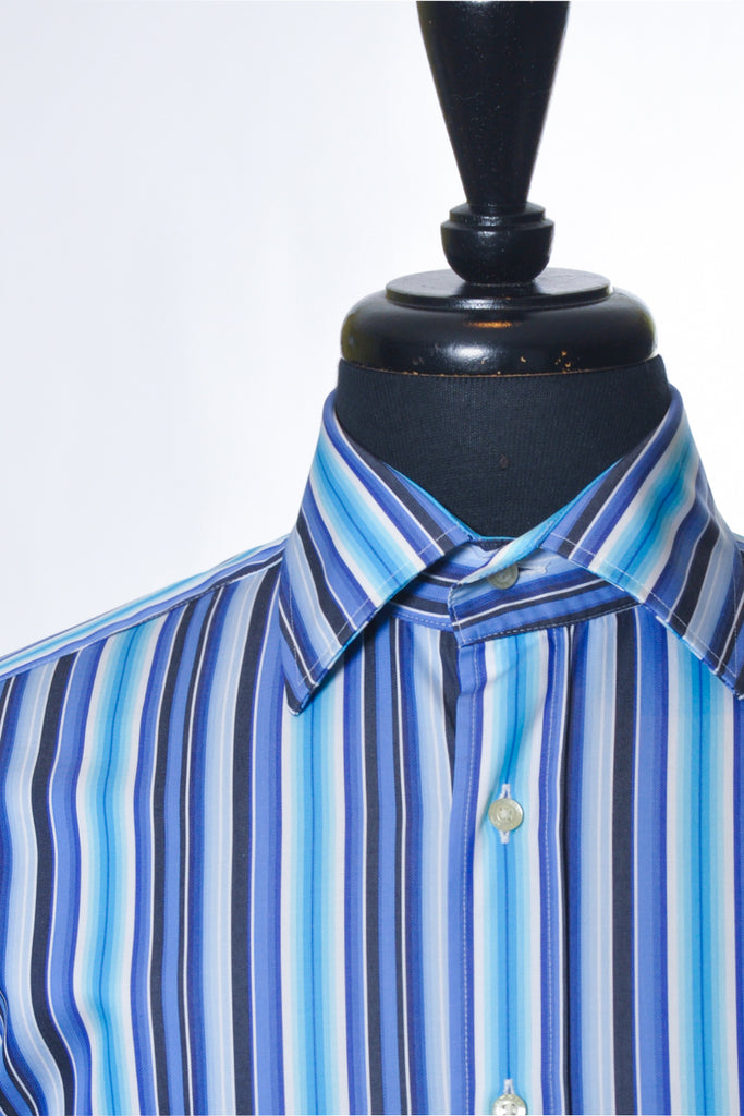 Etro Blue Bar Code Striped Shirt
