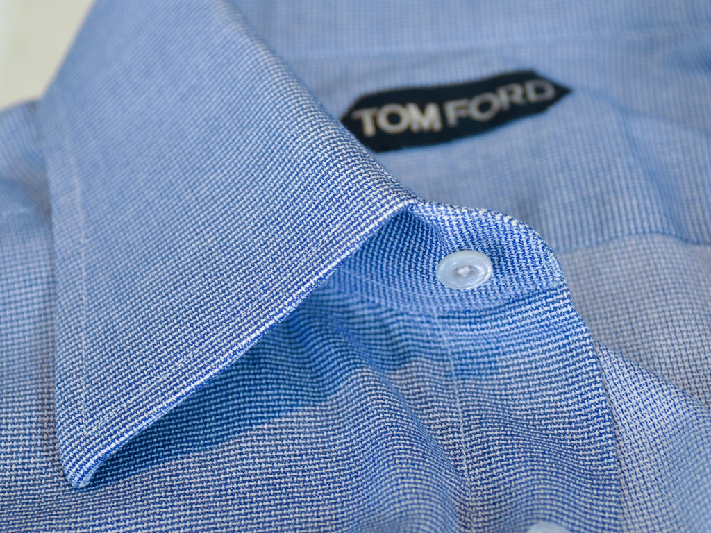 Tom Ford Blue Twill French Cuff Dress Shirt at Luxmrkt Mens Wear Consignment luxmrkt.ca luxmrkt.com