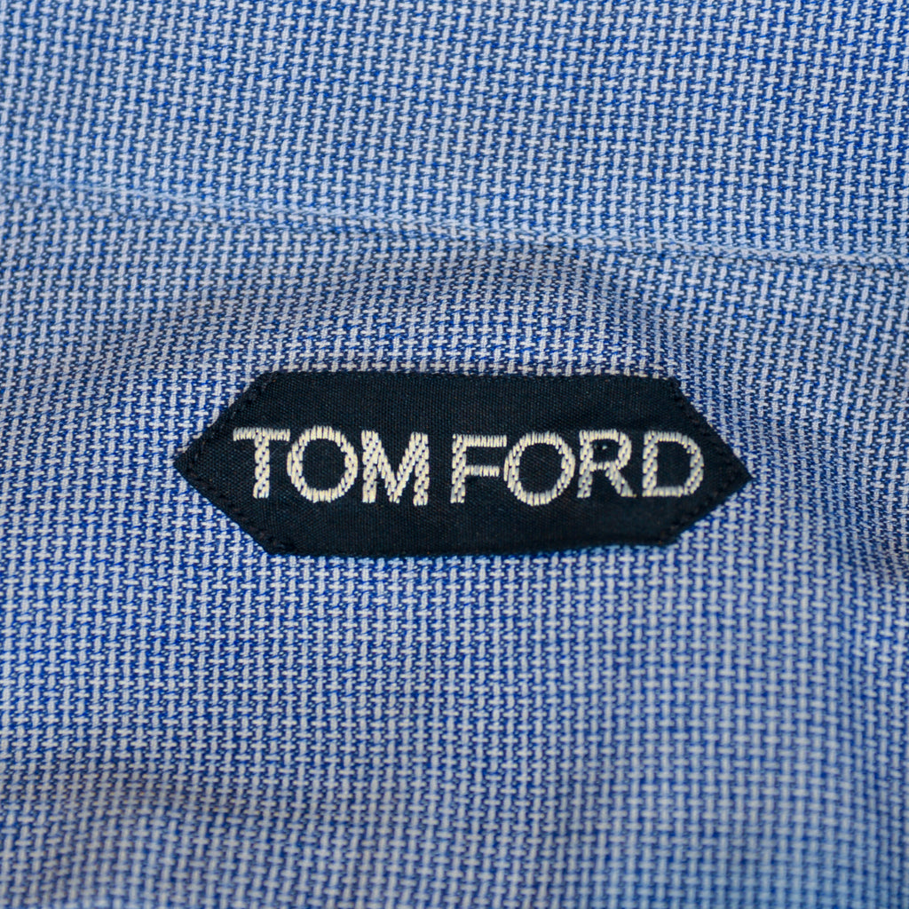 Tom Ford Blue Twill French Cuff Dress Shirt at Luxmrkt Mens Wear Consignment luxmrkt.ca luxmrkt.com