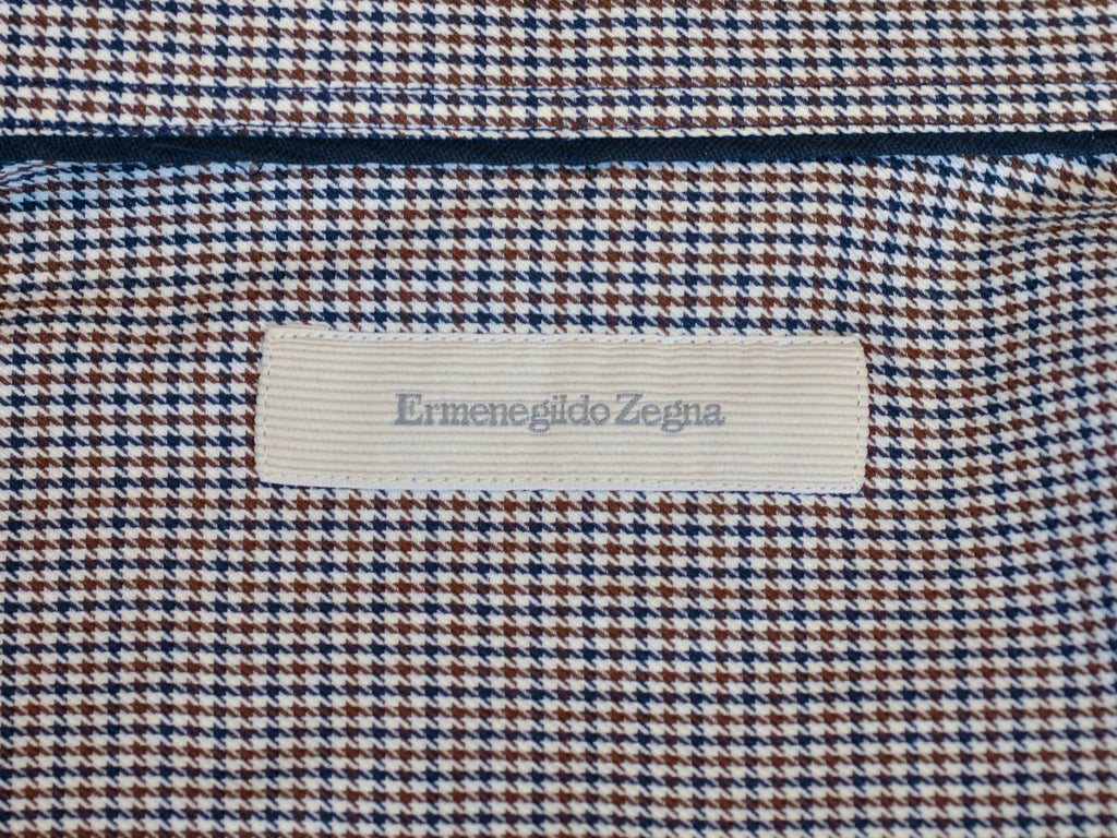 Ermenegildo Zegna Brown Shepherds Check Shirt