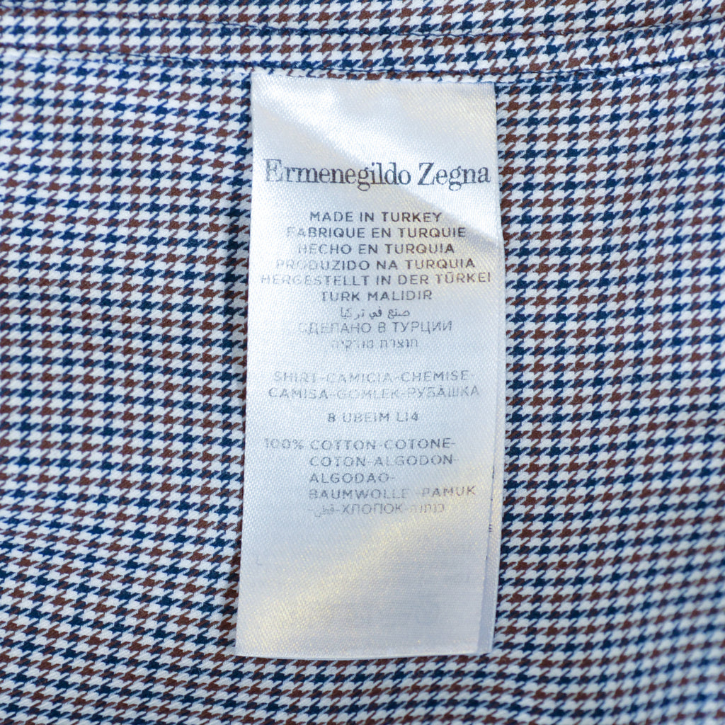 Ermenegildo Zegna Brown Shepherds Check Shirt
