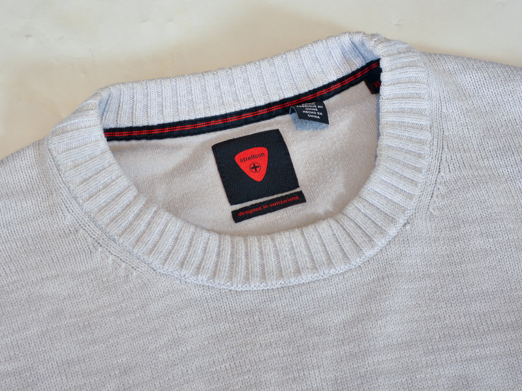 Strellson Cement Grey Cotton Crew Neck Sweater