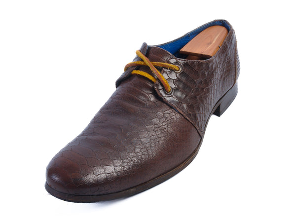 John Fluevog Brown Faux Snake Headliners Gable Shoes