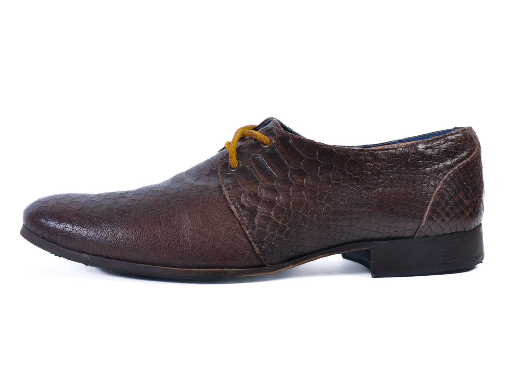 John Fluevog Brown Faux Snake Headliners Gable Shoes