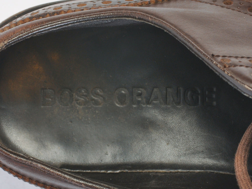 Hugo Boss Distressed Brown Suede and Leather Longwing Shoes