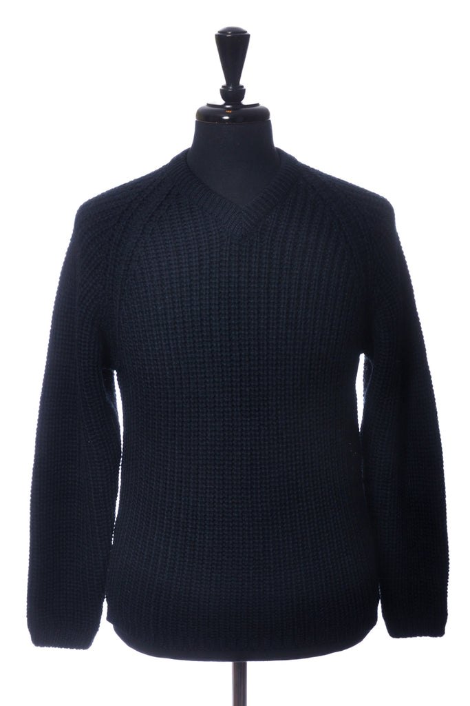 Wolsey Navy Blue Hand Framed V-Neck Sweater