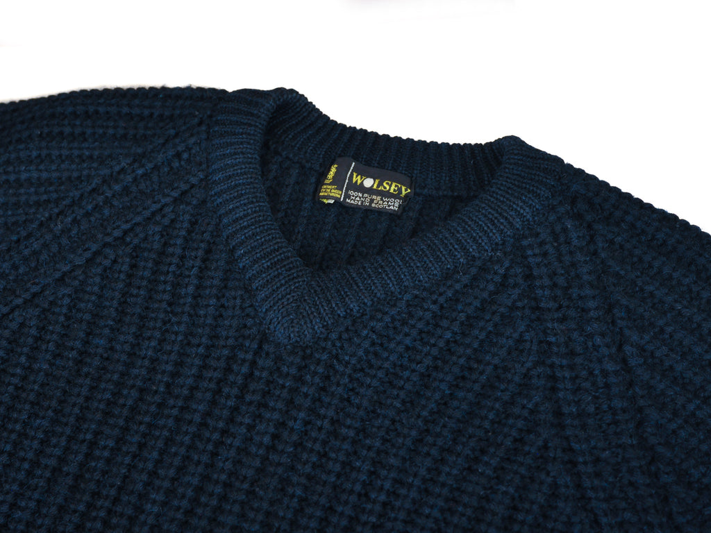 Wolsey Navy Blue Hand Framed V-Neck Sweater