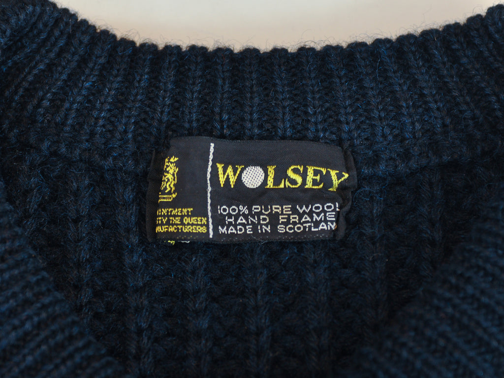 Wolsey Navy Blue Hand Framed V-Neck Sweater