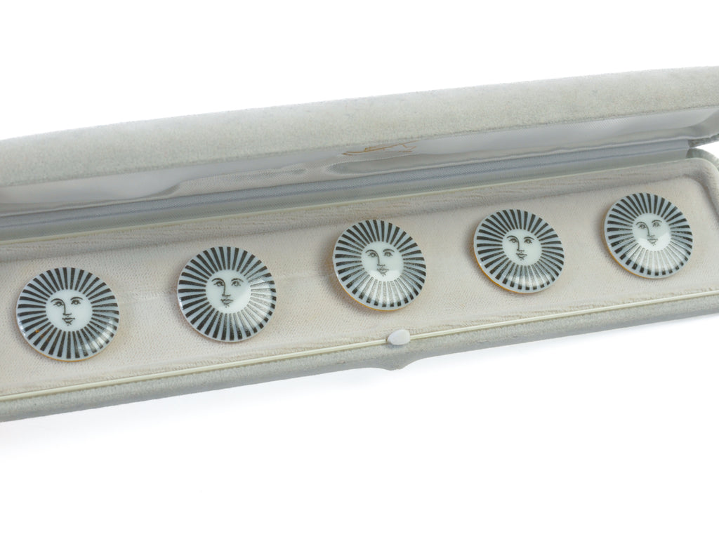 Fornasetti Milano White Ceramic Sun Button Set