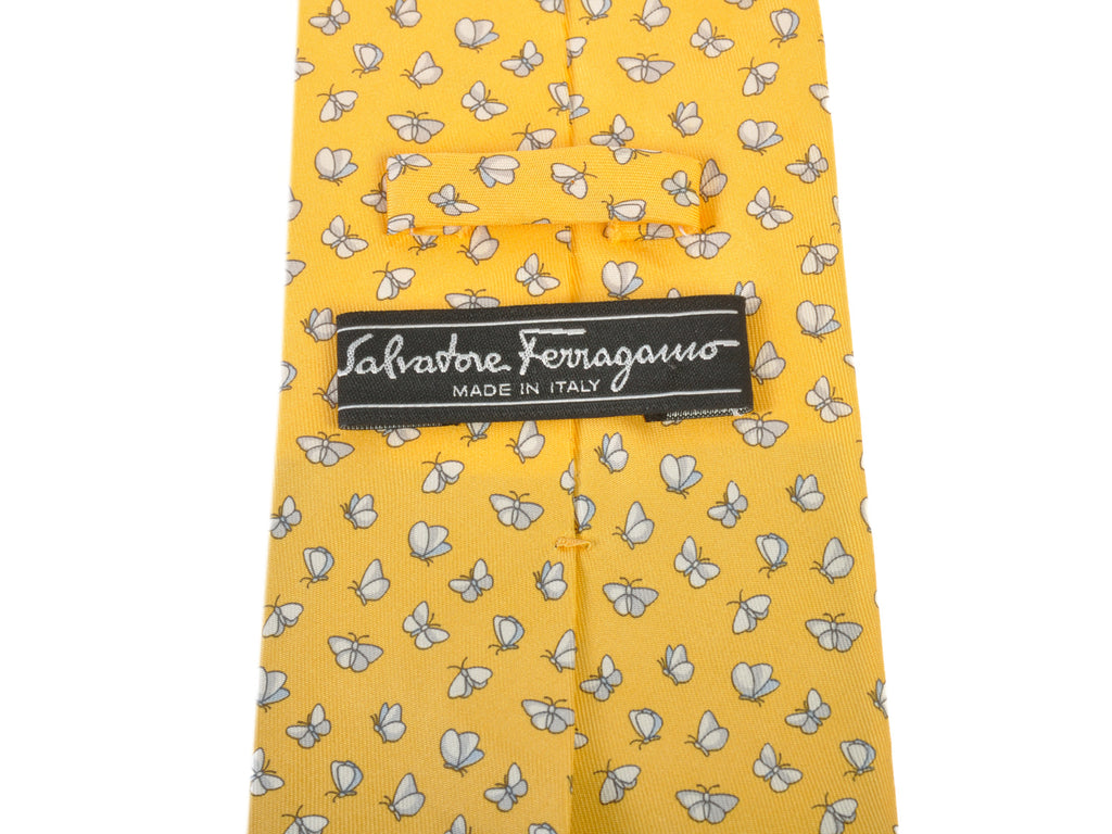 Salvatore Ferragamo Yellow Butterfly Print Tie