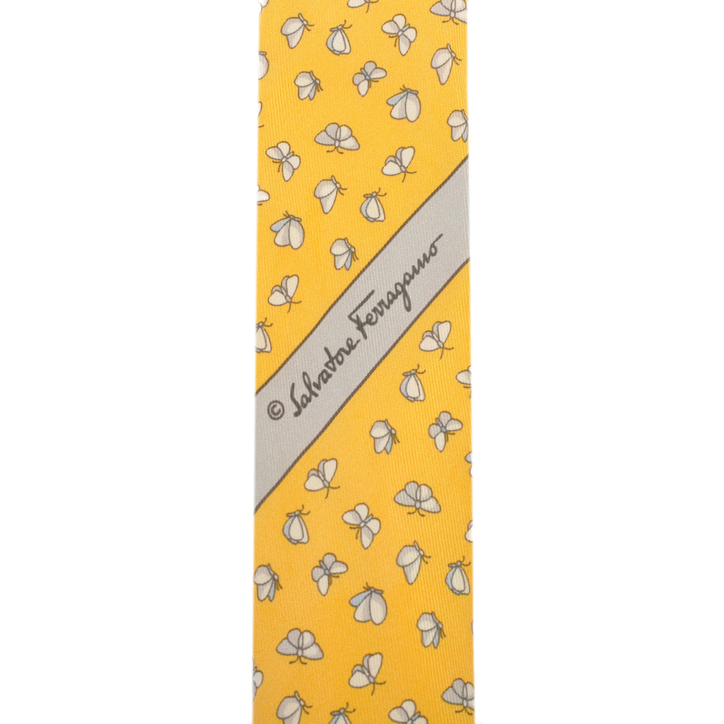 Salvatore Ferragamo Yellow Butterfly Print Tie