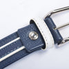 Art Go’Den Navy Blue Striped Leather Belt
