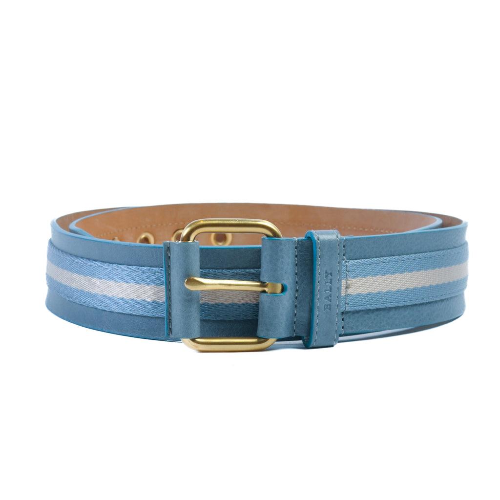 Bally Brown on Slate Blue Striped Belt