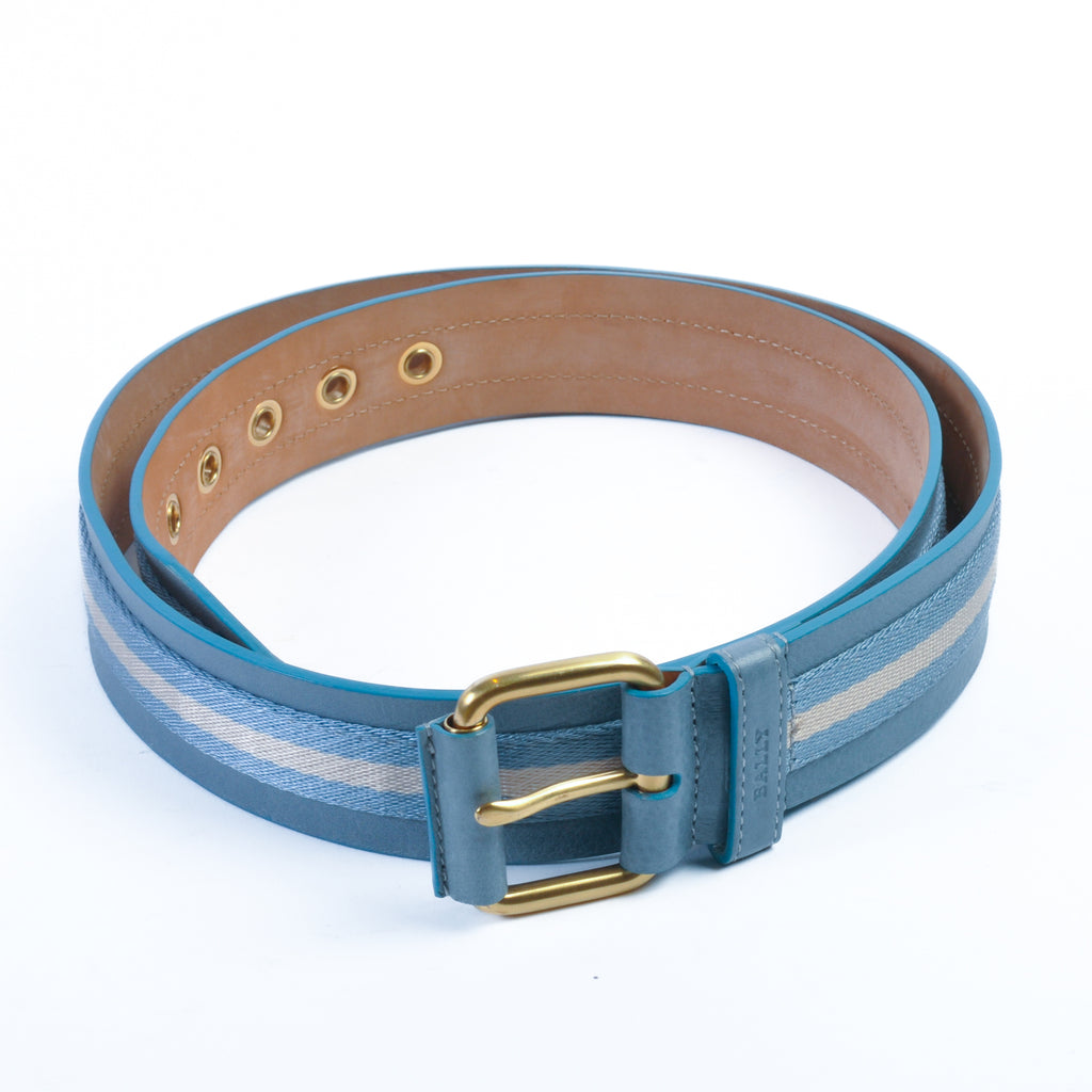 Bally Brown on Slate Blue Striped Belt