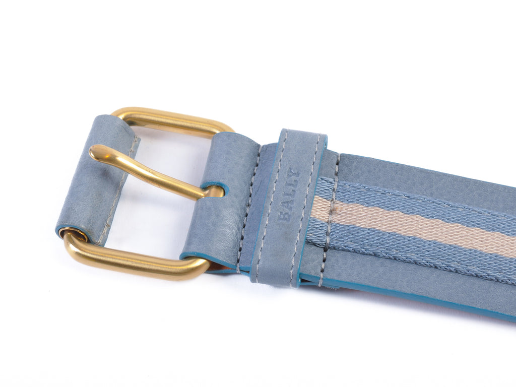 Bally Brown on Slate Blue Striped Belt