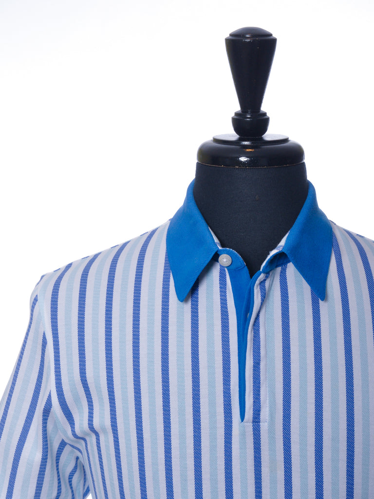 Aquascutum Blue Awning Stripe Polo Shirt