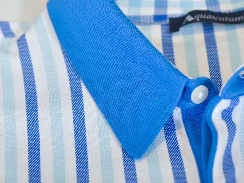 Aquascutum Blue Awning Stripe Polo Shirt