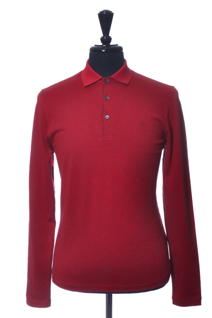 Dunhill Deep Red Long Sleeve Polo Shirt