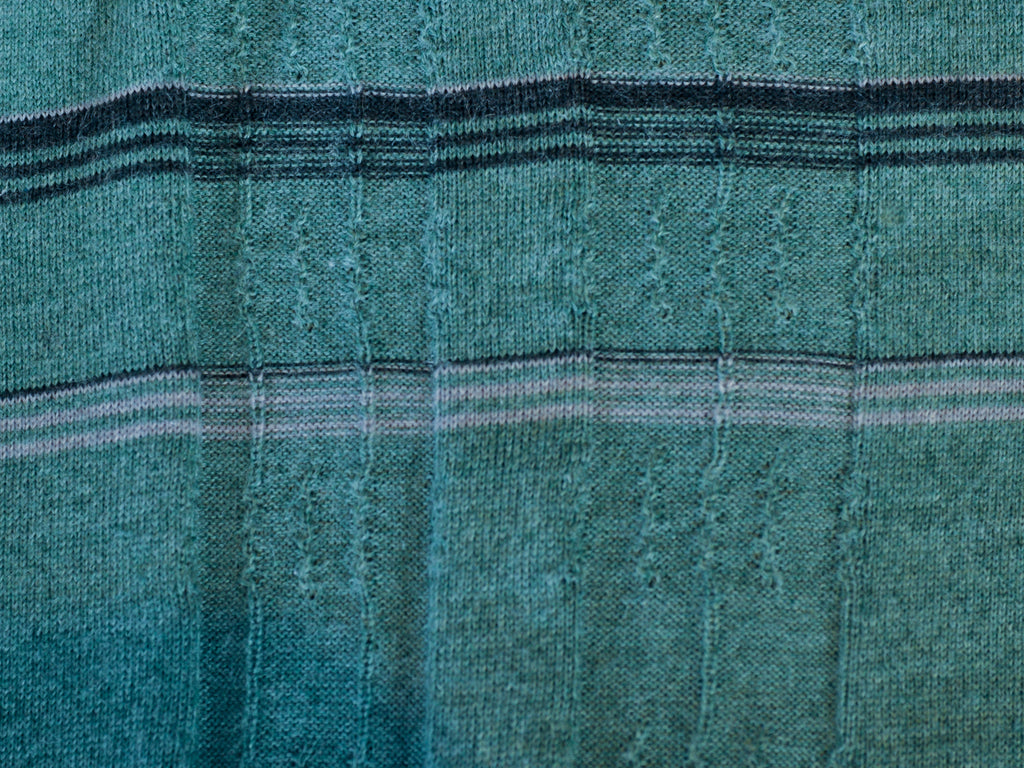 Montagut Green Striped Collared Knit Sweater