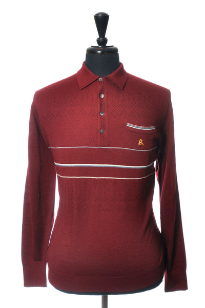 Montagut Burgundy Collared Knit Sweater