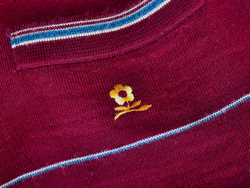 Montagut Burgundy Collared Knit Sweater