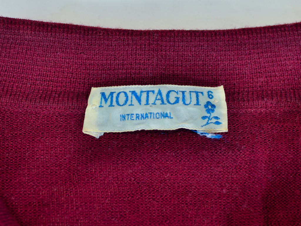 Montagut Burgundy Collared Knit Sweater